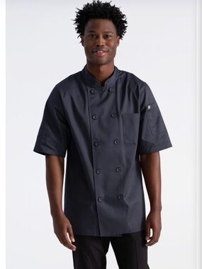 Men's Short-Sleeve Chef Jacket in Charcoal by Chefwear.